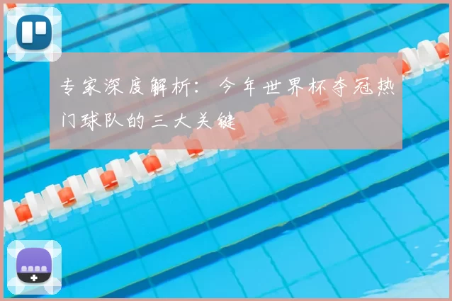专家深度解析:今年世界杯夺冠热门球队的三大关键